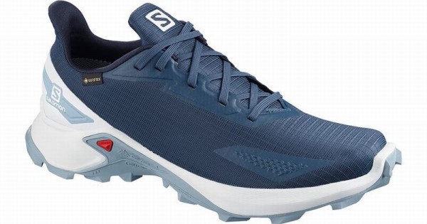 Salomon Alphacross Blast Gtx Trail Running Shoes Navy White Men