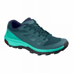 Salomon Outline Hiking Shoes Dark Green/Turquoise Women