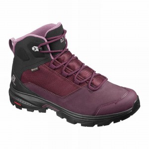 Salomon Outward Gore-Tex Hiking Boots Burgundy/Black Women