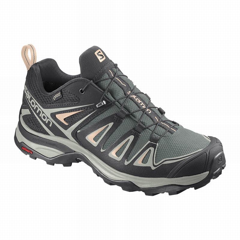 Salomon X Ultra 3 Gore Tex Hiking Shoes Green Grey Women